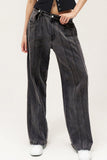 KATCH ME Street Mid-Rise Adjustable Button Lines Modify Wide Leg Jeans  39.99