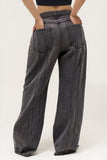 KATCH ME Street Mid-Rise Adjustable Button Lines Modify Wide Leg Jeans