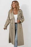 Classy Notch Lapel Double Breasted Belt Decor Trench Coat