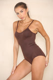 Versatile Solid Color Thin Straps Shaping Bodysuit