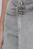 Layered High Waist Raw Hem Denim Skorts with Tassel Detail