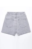 Layered High Waist Raw Hem Denim Skorts with Tassel Detail