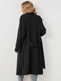 Classy Notch Lapel Double Breasted Belt Decor Trench Coat