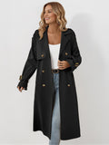 Classy Notch Lapel Double Breasted Belt Decor Trench Coat