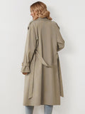 Classy Notch Lapel Double Breasted Belt Decor Trench Coat