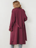 Classy Notch Lapel Double Breasted Belt Decor Trench Coat