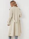 Classy Notch Lapel Double Breasted Belt Decor Trench Coat