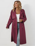 Classy Notch Lapel Double Breasted Belt Decor Trench Coat