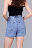 KATCH ME Chic High Waist Denim Skorts: Spring/Summer A-Line Skirts with Multi-Pockets & Layered Design