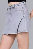 KATCH ME Chic High Waist Denim Skorts: Spring/Summer A-Line Skirts with Multi-Pockets & Layered Design