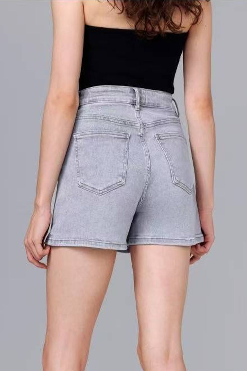 KATCH ME Chic High Waist Denim Skorts: Spring/Summer A-Line Skirts with Multi-Pockets & Layered Design