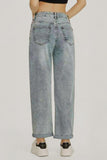 KATCH ME Mid-Rise Wide Leg Jeans: Stylish Roll Cuff, Vintage Multi-Pocket, Street Style Trousers