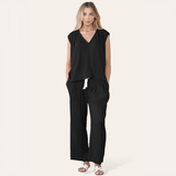 Minimalist V Neck Sleeveless Top & Drawstring Trousers Co-ord