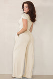 Casual Partial Button Slim Top & Wide Leg Trousers Co-ord