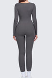Athletic Seamless U Neck Long Sleeve Shaping Jumpsuit