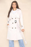 KATCH ME Beige Notch Lapel Double Breasted Belt Decor Trench Coat Coat