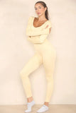 KATCH ME Beige Seamless U Neck Long Sleeve Shaping Jumpsuit Jumpsuit