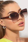 Cat Eye Rhinestones Decor UV Protection Sunglasses (Gradient Brown)