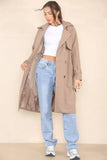 KATCH ME Coffee Notch Lapel Double Breasted Belt Decor Trench Coat Coat