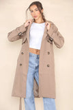KATCH ME Coffee Notch Lapel Double Breasted Belt Decor Trench Coat Coat