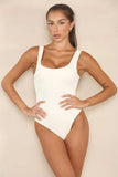 KATCH ME Cream Thick Straps Ribbed Shaping Bodysuit Bodysuit