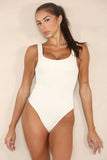 KATCH ME Cream Thick Straps Ribbed Shaping Bodysuit Bodysuit