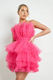 KATCH ME Pink Chiffon Frill Tiered Dress Dress 37.99