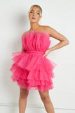 KATCH ME Pink Chiffon Frill Tiered Dress Dress 37.99