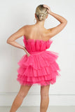 KATCH ME Pink Chiffon Frill Tiered Dress Dress 37.99