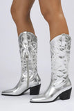 Silver High Shine Pattern Cowboy Boots
