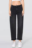 Mid-Rise Wide-Leg Jeans Roll Cuff Vintage Multi-Pocket Street Style