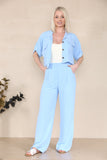 KATCH ME Women's Versatile Short Sleeve Button Crop Top & Wide Leg Trousers Co-ord Co-ord 23.53