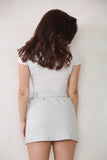 KATCH ME Women's Versatile Plain High Waist Flap Pockets Mini Skirt With Matching Belt Skorts