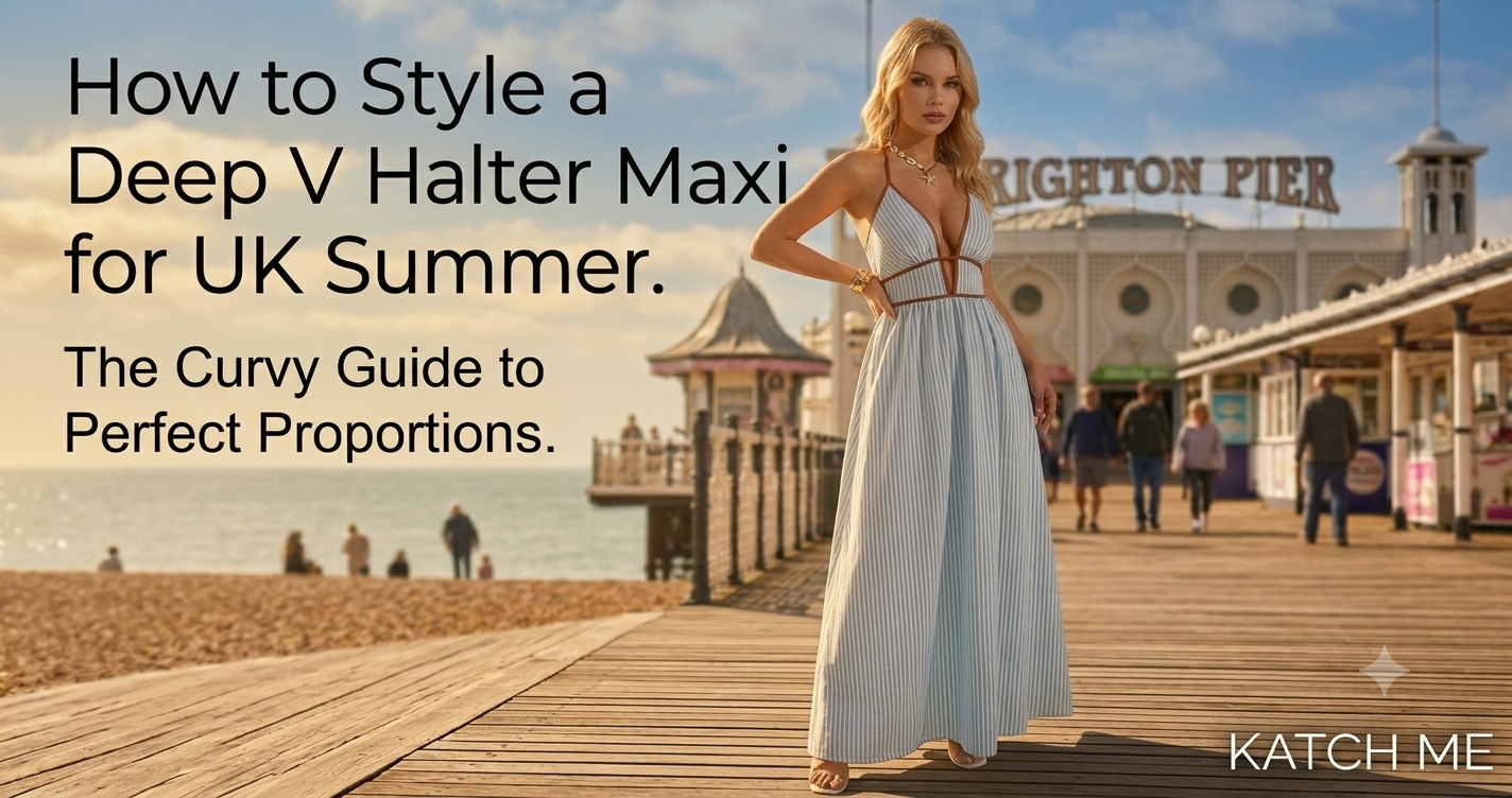 How to Style a Deep V Halter Maxi Dress for UK Summer KATCH ME UK