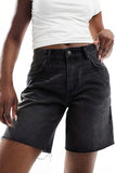 KATCH ME Classy Mid-Rise Tassel Hem Baggy Denim Shorts