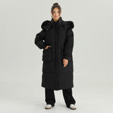 Katch Me Look Women's Leisure Fluffy Hooded Flap Pocket Zipper & Button Thick Coat, Cozy Outerwear Jacket for Winter, Versatile Solid Color Outfits