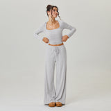 KATCH ME KatchMe Slouchy Stripe Long Sleeve Crop Top & Low-Rise Trousers Co-ord