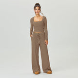 KATCH ME KatchMe Slouchy Stripe Long Sleeve Crop Top & Low-Rise Trousers Co-ord