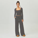 KATCH ME KatchMe Slouchy Stripe Long Sleeve Crop Top & Low-Rise Trousers Co-ord