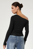 KatchMe Chic Sloping Shoulder Semi-Sheer Lace Slim Top