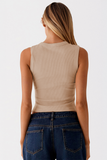 Minimalist Solid Color Sleeveless Button-Up Slim Tank Top