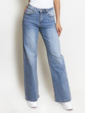 【Tall】Casual Mid-Rise Denim Multi-Pocket Wide Leg Jeans