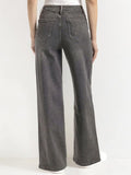 【Tall】Casual Mid-Rise Denim Multi-Pocket Wide Leg Jeans