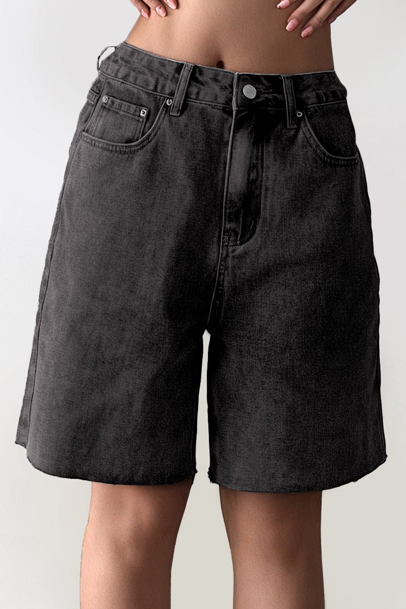 KATCH ME Classy Mid-Rise Tassel Hem Baggy Denim Shorts  28.99