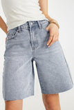 KATCH ME Classy Mid-Rise Tassel Hem Baggy Denim Shorts