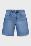KATCH ME Classy Mid-Rise Tassel Hem Baggy Denim Shorts