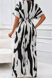 Trendy V-Neck Allover Print Thin Waist Wide Leg Jumpsuit