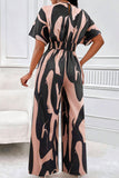 Trendy V-Neck Allover Print Thin Waist Wide Leg Jumpsuit