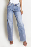 【Tall】Casual Mid-Rise Denim Multi-Pocket Wide Leg Jeans