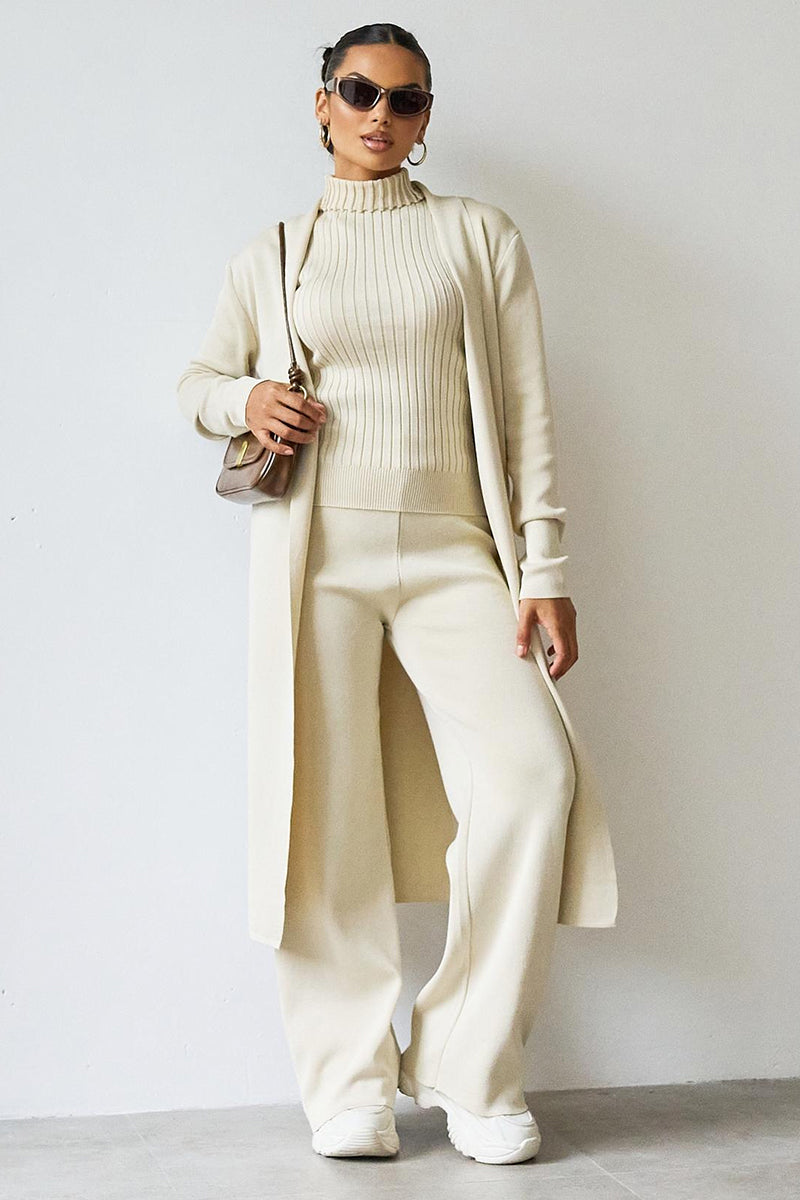 KATCH ME Solid Turtle Neck 3-Piece Co-ord Set